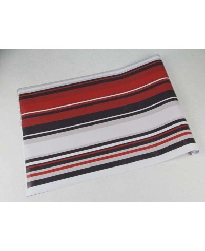 Papel de parede listrado vermelho preto e branco