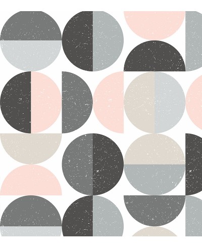 Papel de parede Geométrico Círculos Em tons de Rosa e Cizna