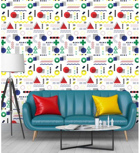 Papel de parede Teen Memphis em tons variados