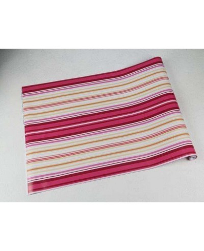 Papel de parede listrado, rosa, carmin, branco, amarelo, laranja e vermelho - Listrado 188
