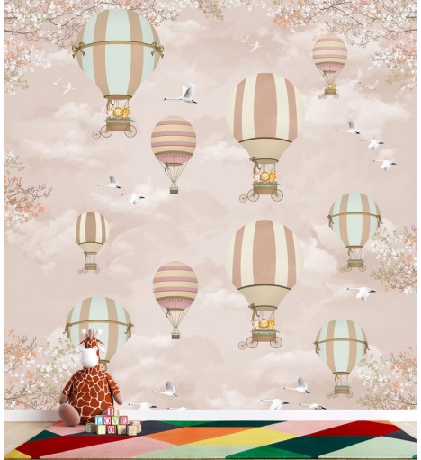 Painel Fotomural Animais em balões