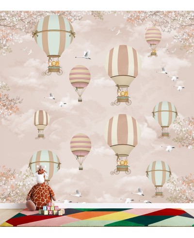 Painel Fotomural Animais em balões Painel Fotomural Animais em balões