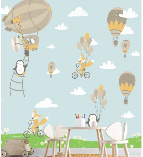 Painel Fotomural Bichinhos brincando