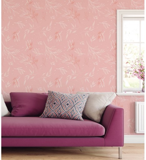Papel de parede Folhas em tons de rosa