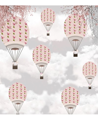 Painel Fotomural Paisagem Balões em tons de rosa