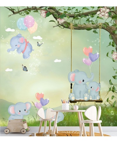 Painel Fotomural Paisagem Com Elefantinhos Painel Fotomural Paisagem Com Elefantinhos