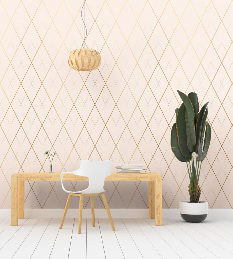 Papel de Parede Diamond Xadrez Rose