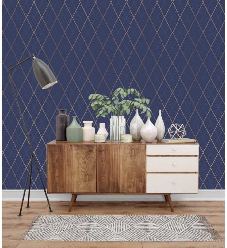 Papel de Parede Diamond Xadrez Naval