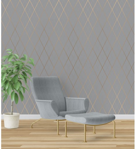 Papel de Parede Diamond Xadrez Gray