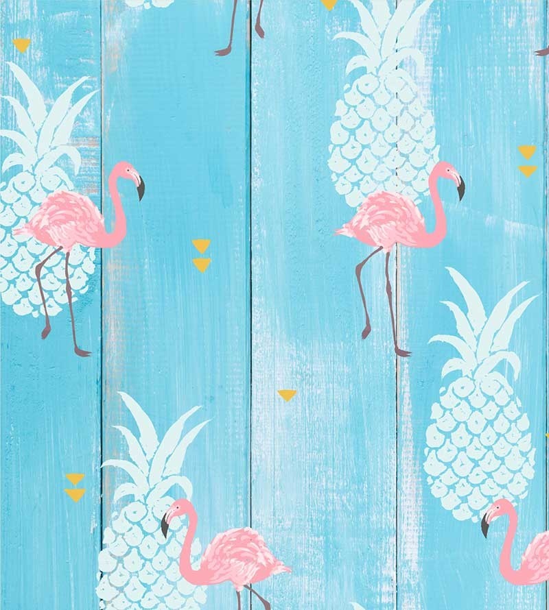 Papel de Parede Flamingos Abacaxi