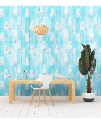 Papel de Parede Flamingos Abacaxi Papel de Parede Flamingos Abacaxi