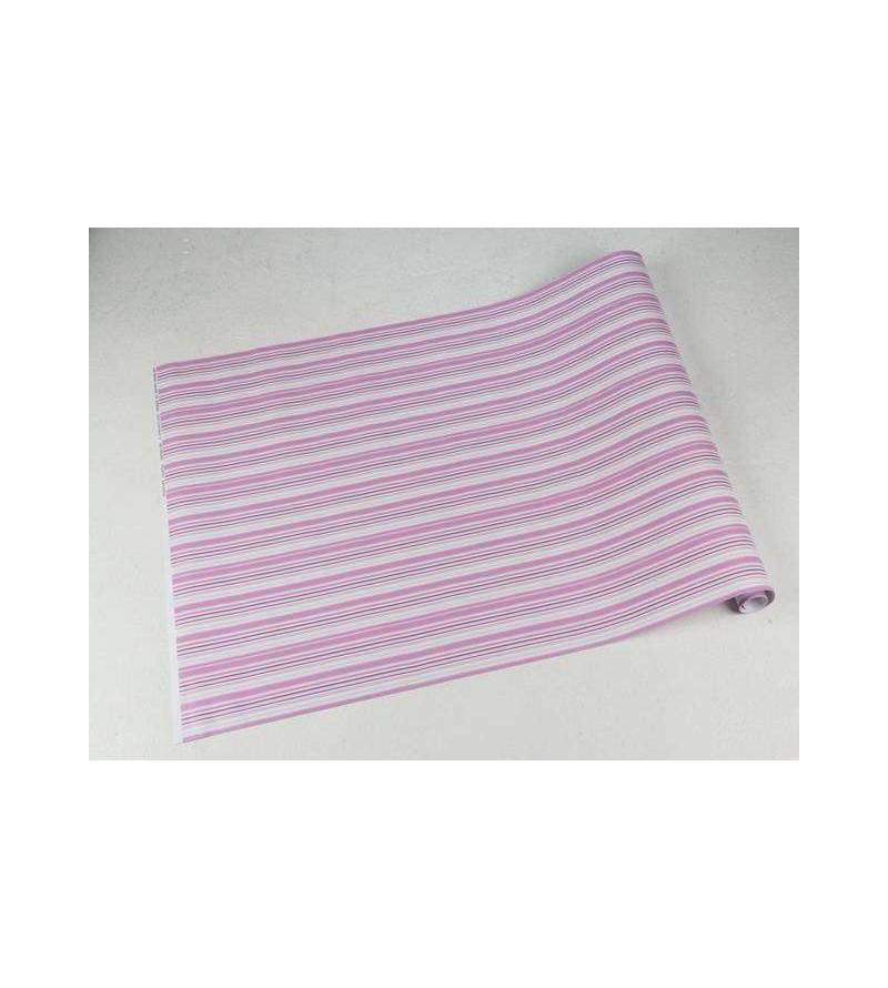 Papel de parede com listras em tons de roxo, rosa, azul e branco - Listrado 50