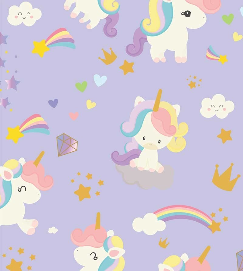 Papel de parede Infantil Unicórnio Lilás