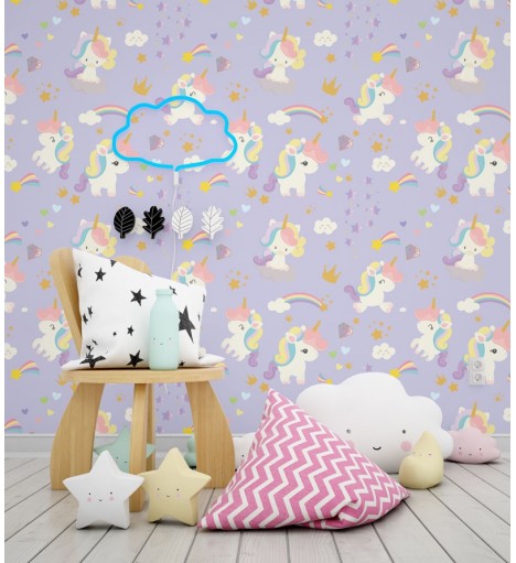 Papel de parede Infantil Unicórnio Lilás