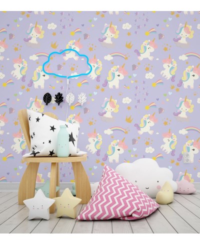 Papel de parede Infantil Unicórnio Lilás