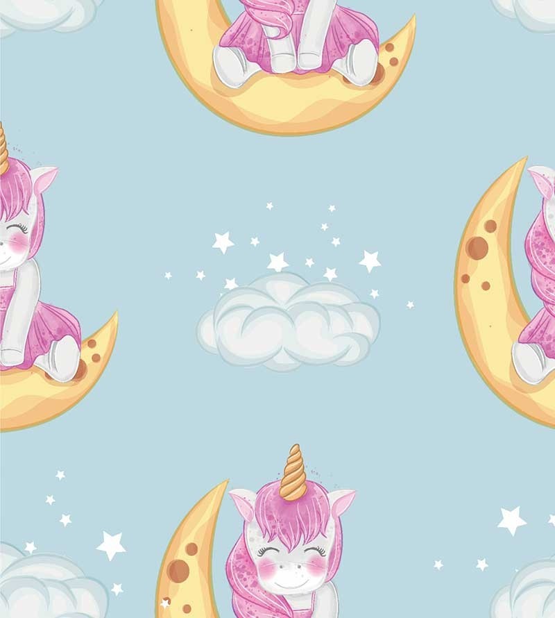 Papel de parede Infantil Unicórnio Lua