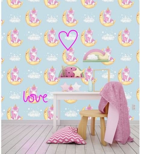 Papel de parede Infantil Unicórnio Lua