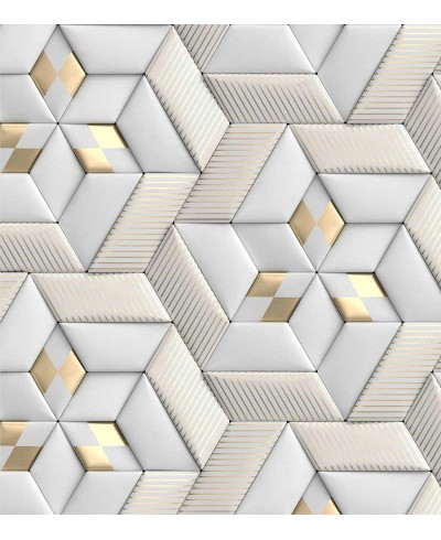 Papel de Parede 3D Formas em tons de amarelo e branco