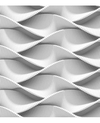 Papel de Parede 3D Ondas horizontais em tons de cinza e branco