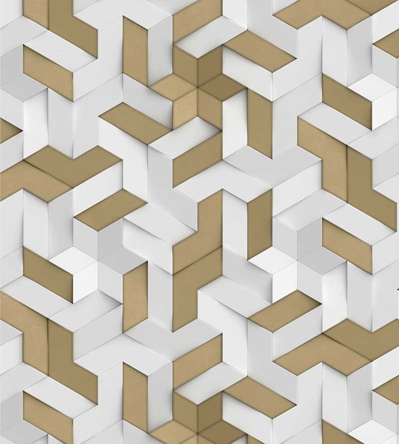 Papel de Parede 3D Ilusão em tons de branco e verde musgo