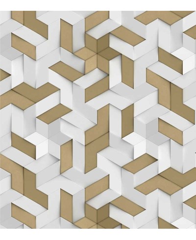 Papel de Parede 3D Ilusão em tons de branco e verde musgo Papel de Parede 3D Ilusão em tons de branco e verde musgo