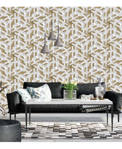 Papel de Parede 3D Ilusão em tons de branco e verde musgo Papel de Parede 3D Ilusão em tons de branco e verde musgo