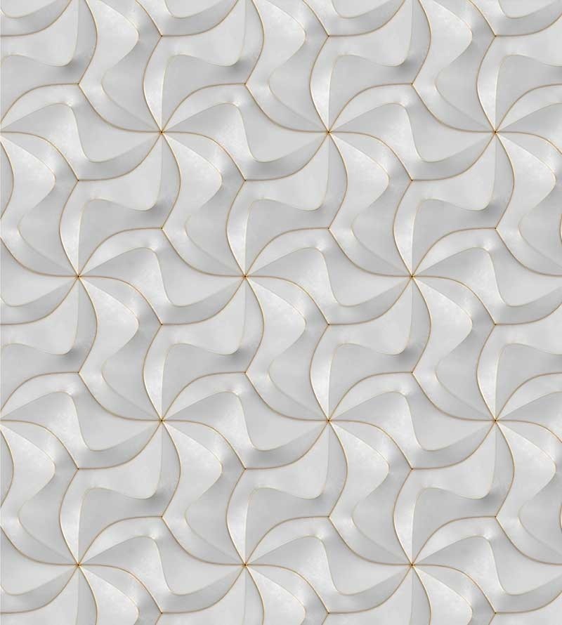 Papel de Parede 3D Flores Ilusão Em tons de Branco e amarelo