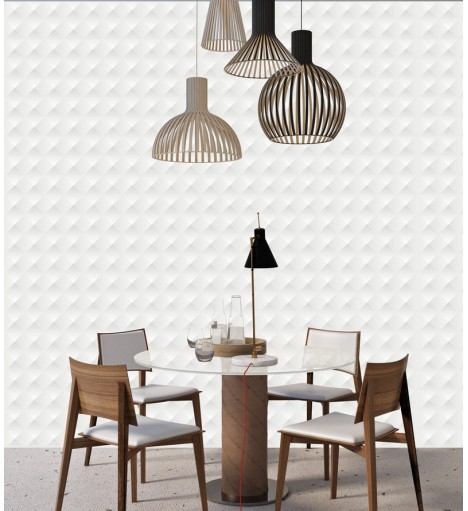 Papel de Parede 3D Listrado Ilusão em tons de branco e cinza