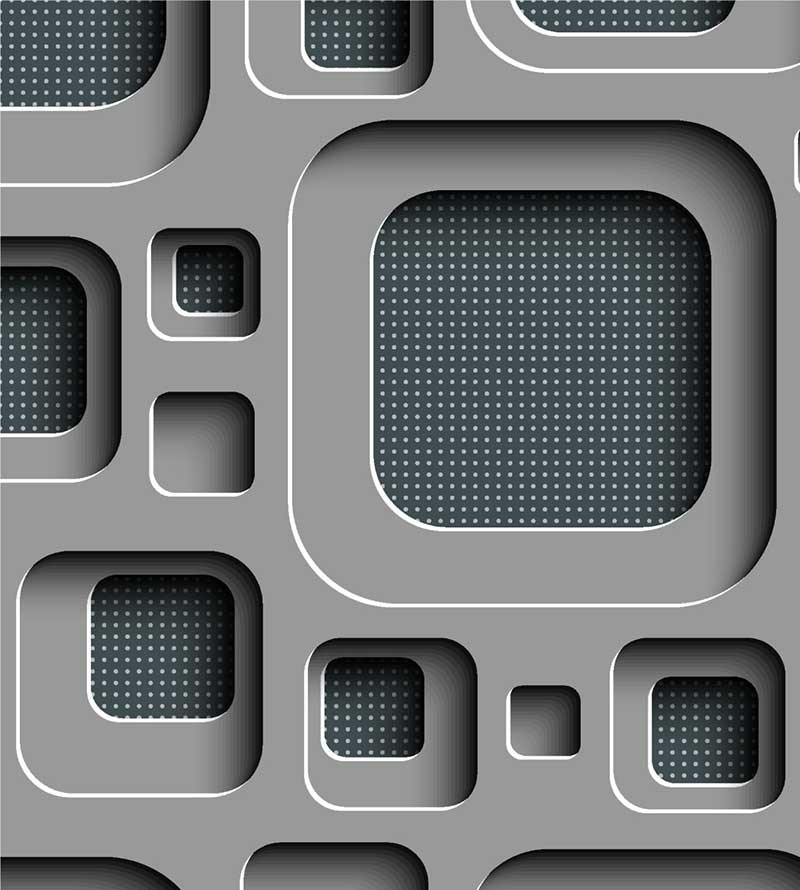 Papel de Parede 3D Quadrados Em tons de Preto e Cinza