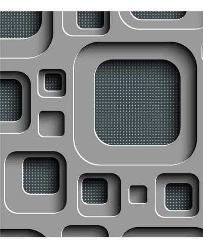 Papel de Parede 3D Quadrados Em tons de Preto e Cinza