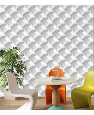 Papel de Parede 3D Ondas Verticais em tons de branco e cinza Papel de Parede 3D Ondas Verticais em tons de branco e cinza