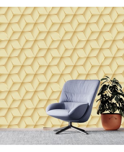 Papel de Parede 3D Hexágono Ouro Papel de Parede 3D Hexágono Ouro
