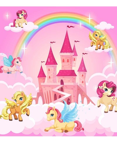 Painel Fotomural Unicórnios no castelo Painel Fotomural Unicórnios no castelo