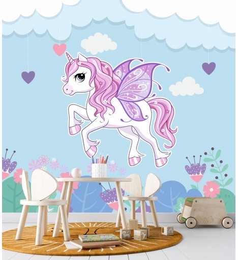 Painel Fotomural Unicórnio voando