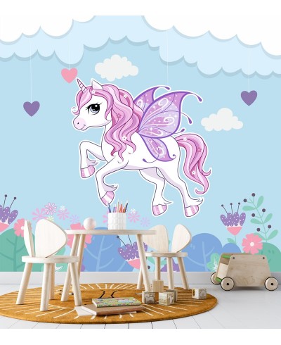 Painel Fotomural Unicórnio voando Painel Fotomural Unicórnio voando