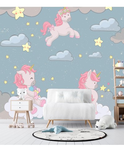 Painel Fotomural Unicórnios no céu