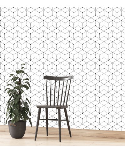 Papel de parede Geométrico Cubos P&B