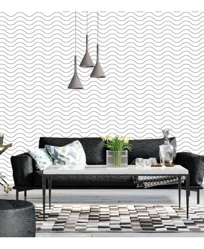 Papel de parede Geométrico Curve P&B