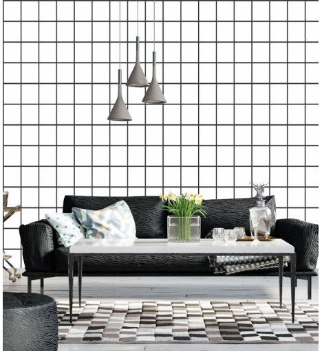 Papel de parede Geométrico Quadriculado P&B
