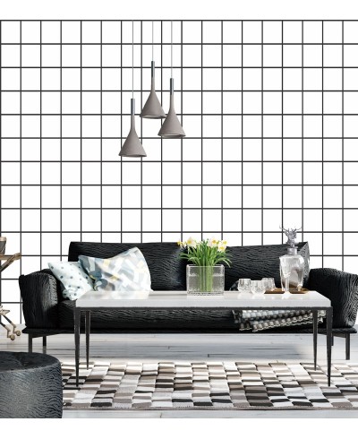 Papel de parede Geométrico Quadriculado P&B