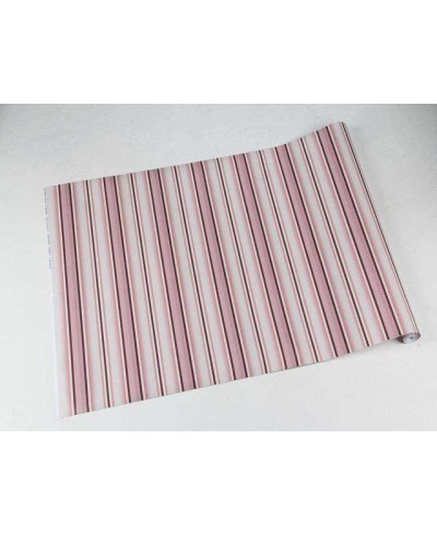 Papel de parede com listras em tons de rosa, bordo, cinza e bege - Listrado 76
