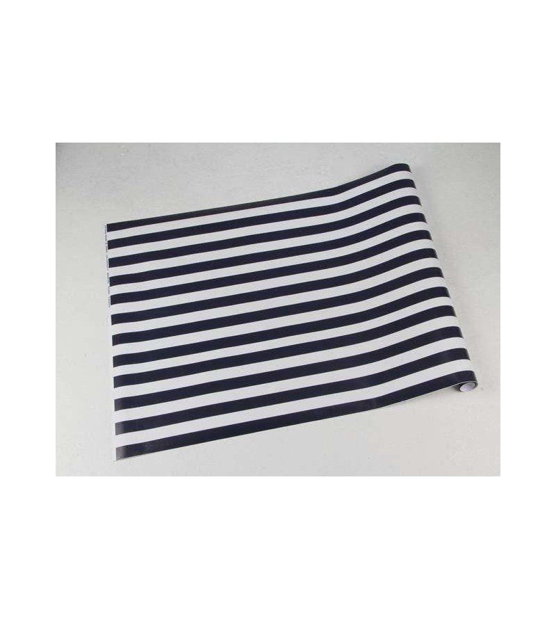Papel de parede com listras brancas e azul marinho esfumaçado - Listrado 82