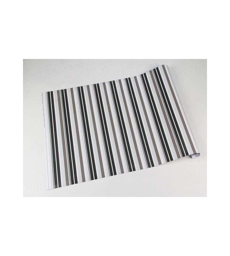 Papel de parede com listras em tons de cinza, preto e branco - Listrado 84