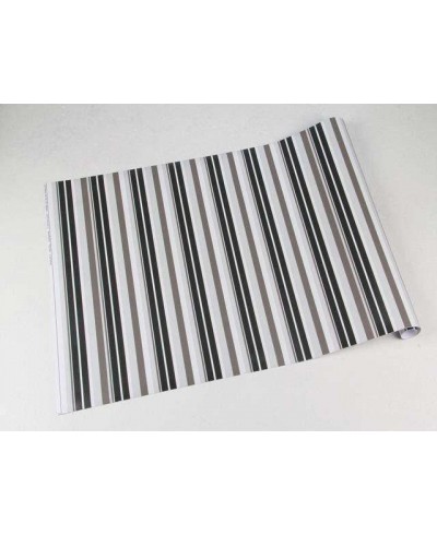 Papel de parede com listras em tons de cinza, preto e branco - Listrado 84