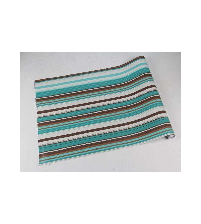 Papel de parede com listras em tons de verde, marrom e bege - Listrado 86