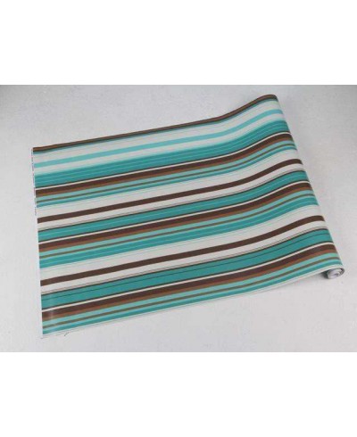 Papel de parede com listras em tons de verde, marrom e bege - Listrado 86