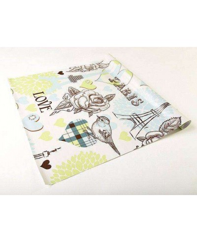 Papel de parede em tons claros, verde limão, azul e detalhes em preto e marrom escuro - Contemporâneo 19