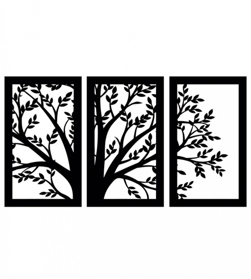 Trio Arvore Folhas em MDF Vazado