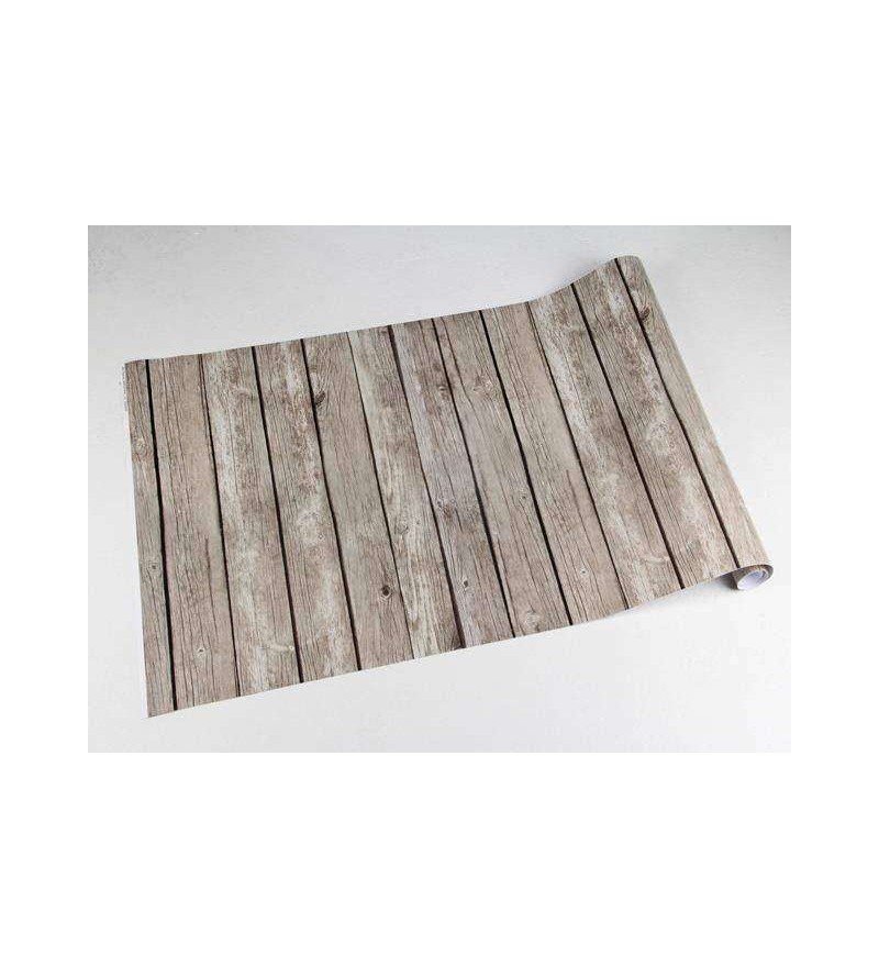 Papel de parede estilo madeira em tons de cinza e creme, com detalhes preto - Madeira 14