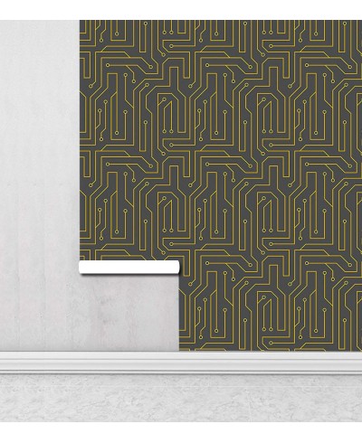 Papel de Parede Dark Gray Circuit